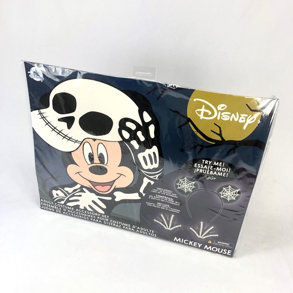 Disney Halloween Mickey Mouse Gloves Light-Up Skeleton Costume Accessory Set NEW - Picture 2 of 4